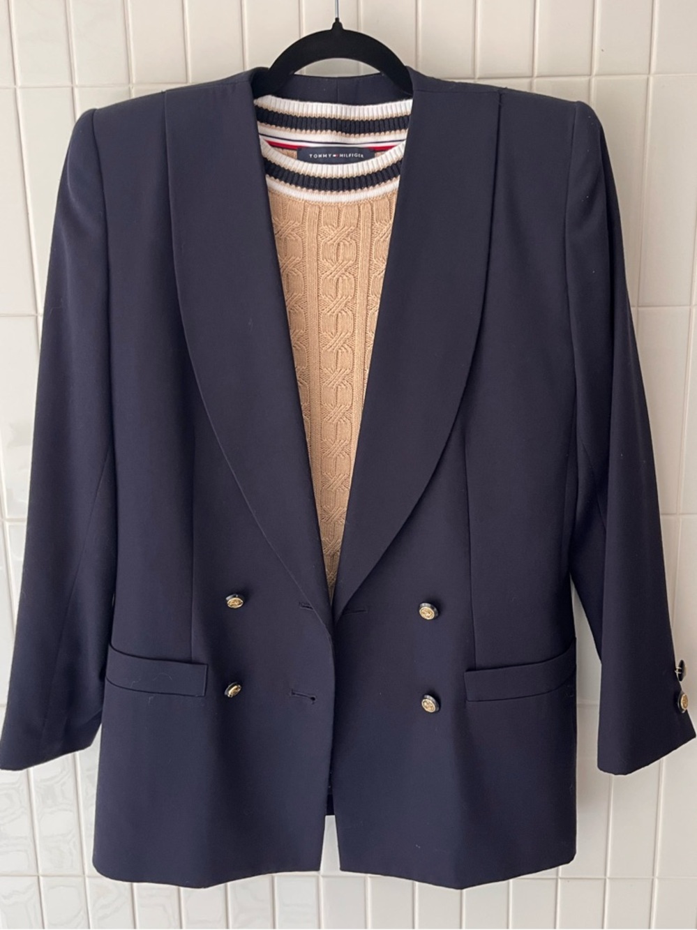 Vintage Kasper for A.S.L Navy Blazer Gold Buttons - Picture 2 of 5